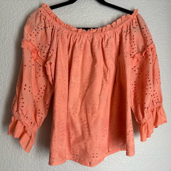 Anthropologie Jane Eyelet Lace Off-The-Shoulder Blouse - Picture 5 of 10